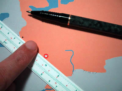 Map and ruler